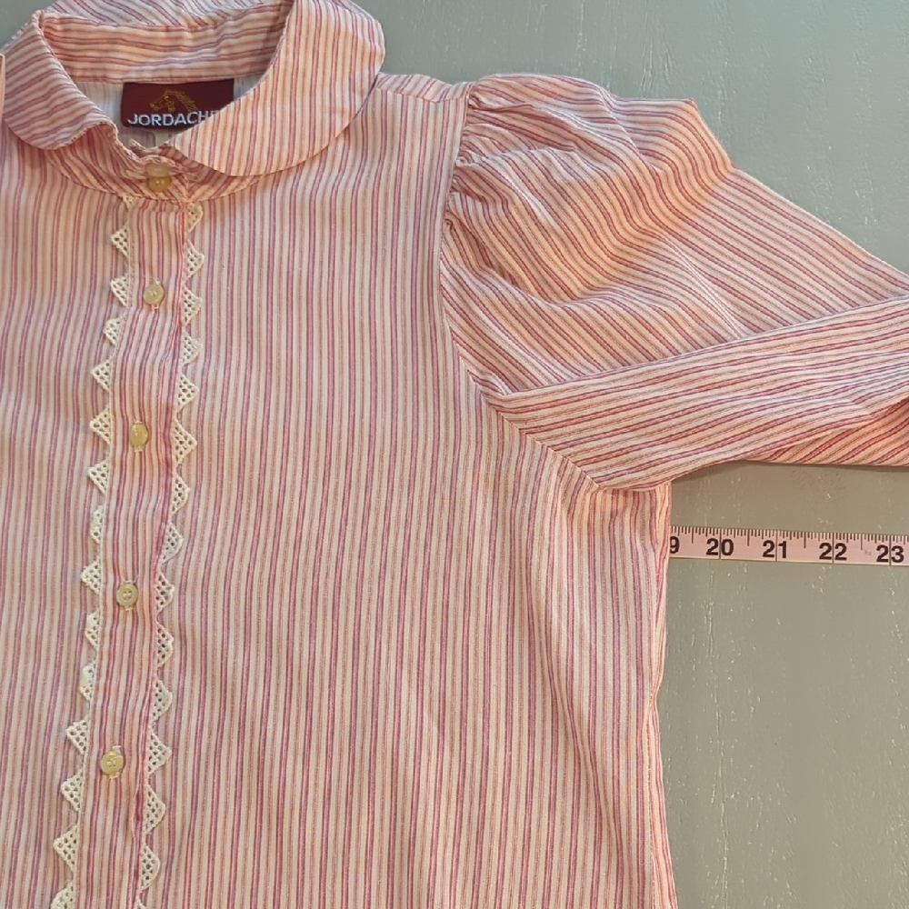 Vintage Jordache Striped Button Down Shirt 3/4 Sleeve size 11/12 Western - Picture 6 of 8